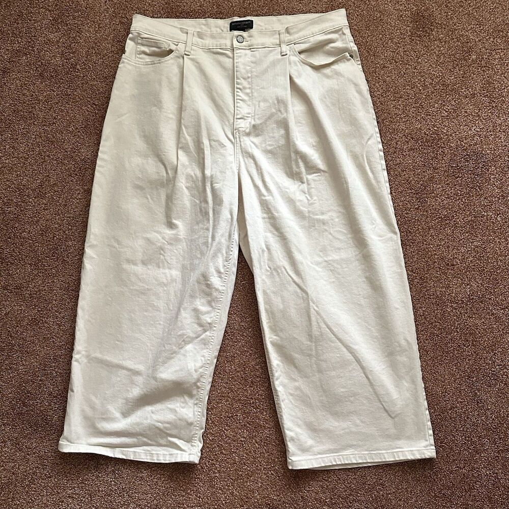 Banana Republic Wide Leg Crop Jeans Womens 34/18 Cream Preppy Casual School Reto